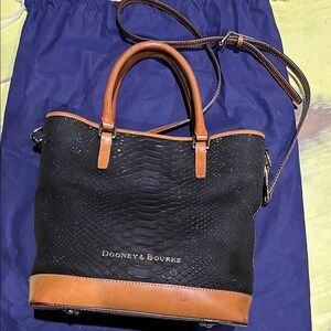 Dooney & Bourke Black and Brown Tote with Textured Design
